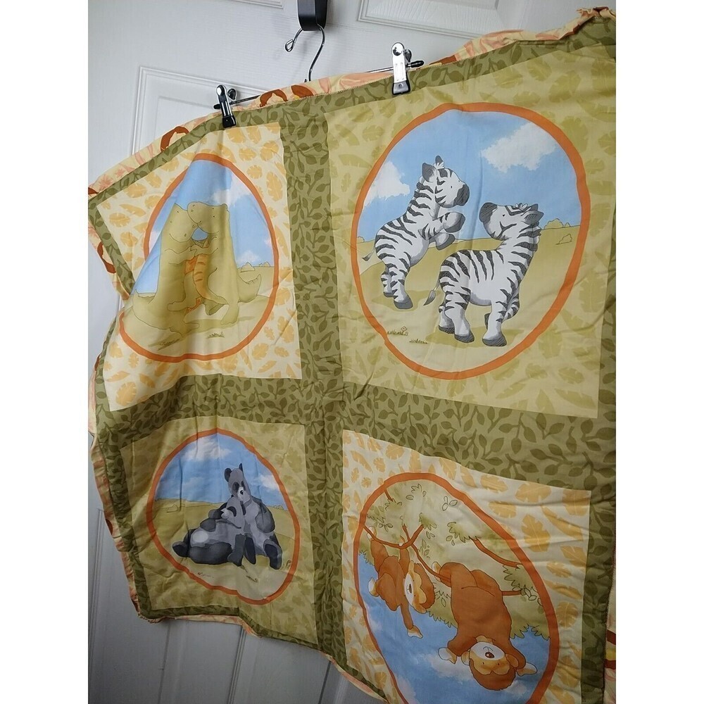 Zebra Jungle Pastel Baby Toddler Quilted Blanket 34.5"X35